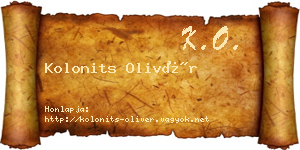 Kolonits Olivér névjegykártya